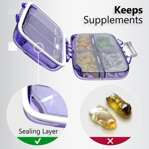 Travel Pill Organizer   Moisture Proof Pill Holder Daily Medicine Organizer Box Small Pill Case for Vitamin Supplement Pocket Pharmacy with Labels Pill Box for Purse Cute Pill Container 7 Compartments - Image 5