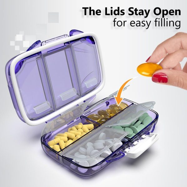 Travel Pill Organizer   Moisture Proof Pill Holder Daily Medicine Organizer Box Small Pill Case for Vitamin Supplement Pocket Pharmacy with Labels Pill Box for Purse Cute Pill Container 7 Compartments - Image 6