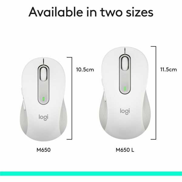 Logitech Signature M650 Wireless Mouse - For Small to Medium Sized Hands, 2-Year Battery, Silent Clicks, Off-white - Image 7