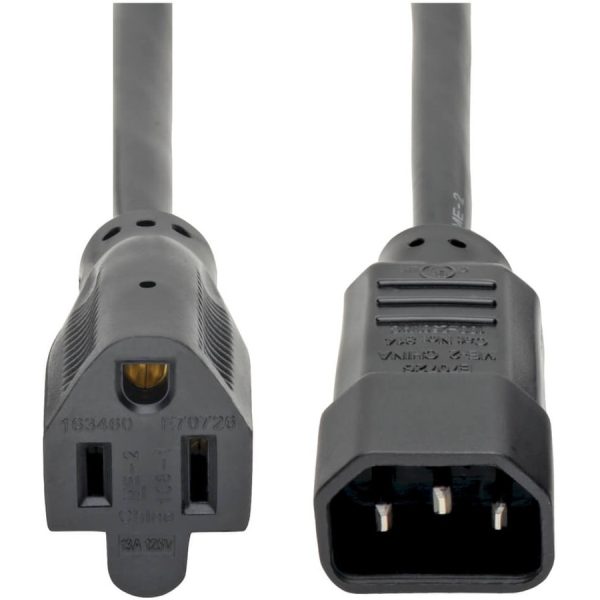 Eaton Tripp Lite Series NEMA 5-15R to C14 Computer AC Power Cable - 13A, 125V, 16 AWG, 2 ft. (0.61 m), Black