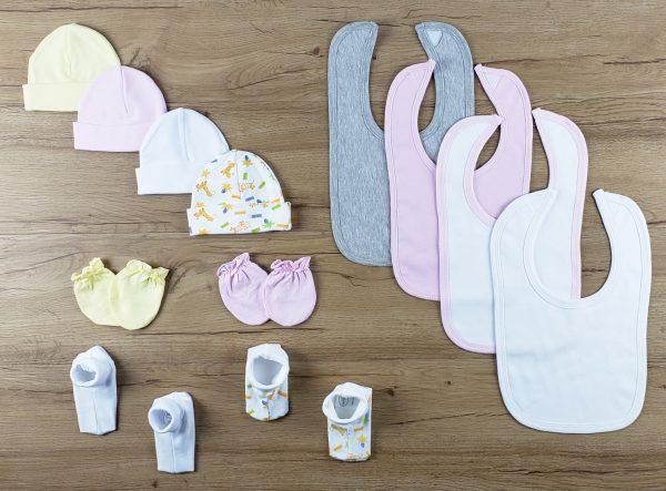 13 Pc Set Of Bibs, Caps, Booties Ls_0640