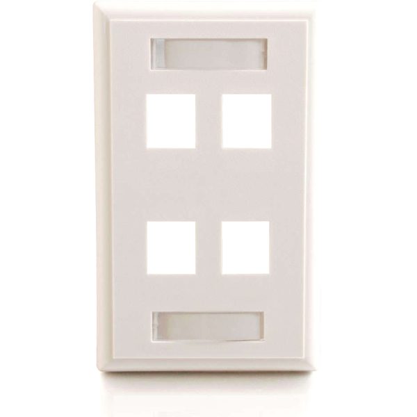 C2G 4-Port Single Gang Multimedia Keystone Wall Plate - White - Image 2