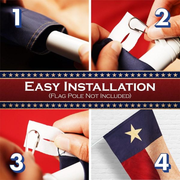 G128 2 Pack: Texas Tea-Stained TX State Flag | 1x1.5 Ft | ToughWeave Pro Series Pole Sleeve Embroidered 420D Polyester | Embroidered Design, Indoor/Outdoor, High Quality, NO Flagpole Included - Image 7