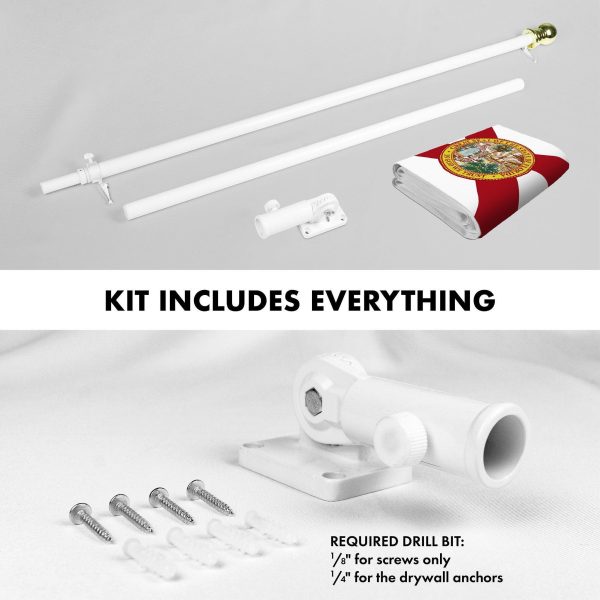 G128 Combo Pack: 6 Ft Tangle Free Aluminum Spinning Flagpole (White) & Florida FL State Flag 3x5 Ft, StormFlyer Series Embroidered 220GSM Spun Polyester | Pole with Flag Included - Image 2