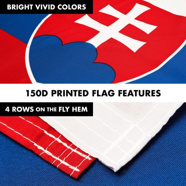 G128 Combo Pack: 6 Ft Tangle Free Spinning Flagpole (White) & Slovakia Flag 3x5 Ft Printed 150D Polyester, Brass Grommets (Flag Included) Aluminum Flag Pole - Image 5