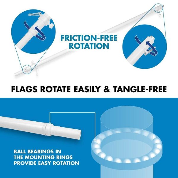 G128 Combo Pack: 6 Ft Tangle Free Spinning Flagpole (White) & Slovakia Flag 3x5 Ft Printed 150D Polyester, Brass Grommets (Flag Included) Aluminum Flag Pole - Image 9