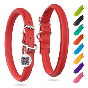 WAUDOG Ultra Soft Rolled Leather Dog Collar for Small Dogs   Soft Padded Dog Collars for Medium Dogs   Puppy Collars for Large Breed Dogs   Male and Female Dog Collar