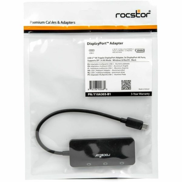 Rocstor Type-C to Triple DisplayPort Adapter with DP1.4 Alt Mode - Image 6