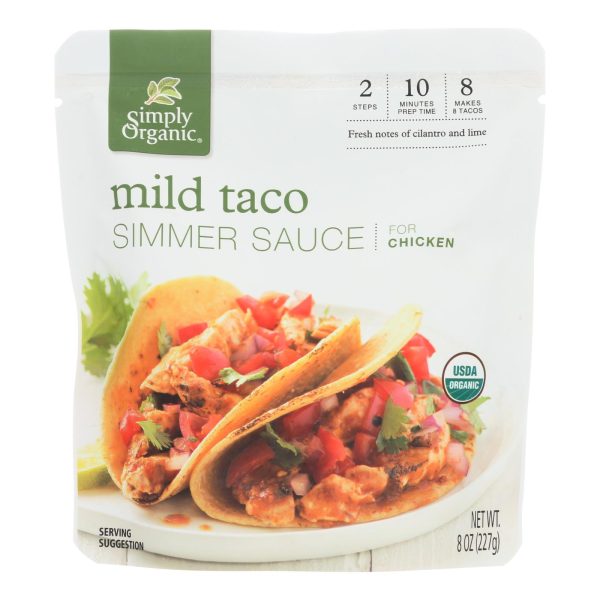 Simply Organic Simmer Sauce - Organic - Mild Taco - Case of 6 - 8 oz - Image 2