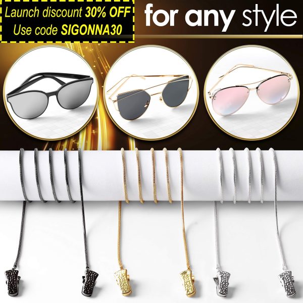 SIGONNA Eyeglass Chains for Women   Metal Glasses Chain   Eyeglasses String Holder Around Neck   Eyeglass Chains Cords Necklace Strap   3 Pcs - Image 6