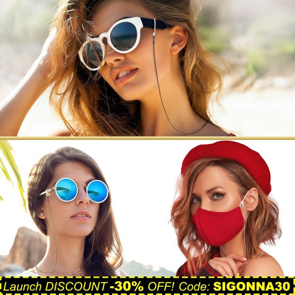SIGONNA Eyeglass Chains for Women   Metal Glasses Chain   Eyeglasses String Holder Around Neck   Eyeglass Chains Cords Necklace Strap   3 Pcs - Image 7