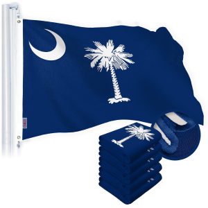 G128 5 Pack: South Carolina SC State Flag | 1x1.5 Ft | StormFlyer Series Embroidered 220GSM Spun Polyester | Embroidered Design, Indoor/Outdoor, Brass Grommets, Heavy Duty, All Weather