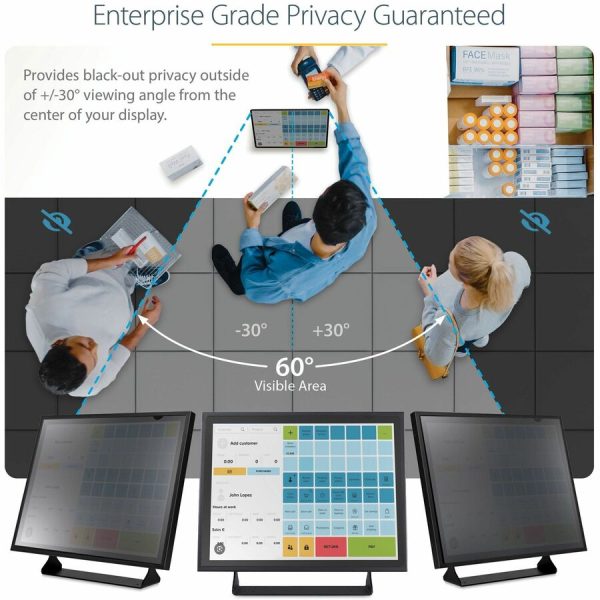StarTech.com 17-inch 5:4 Computer Monitor Privacy Filter, Anti-Glare Privacy Screen w/51% Blue Light Reduction, +/- 30 deg. View Angle - Image 6
