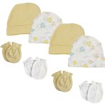 Baby Boy, Baby Girl, Unisex Infant Caps And Mittens (pack Of 8) Nc_0283