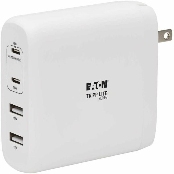 Eaton Tripp Lite Series 4-Port Compact USB Wall Charger - GaN Technology, 100W PD Charging, 2 USB-C & 2 USB-A, White