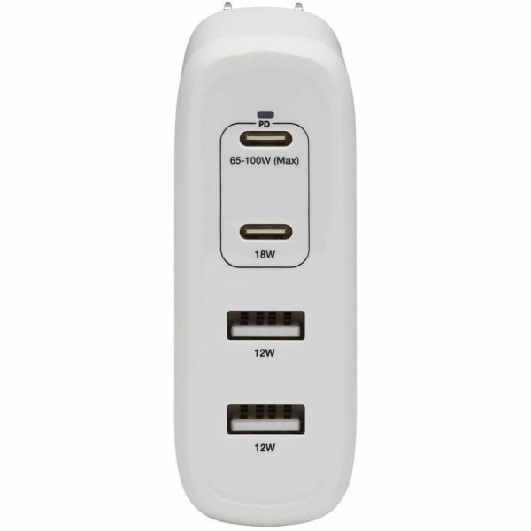 Eaton Tripp Lite Series 4-Port Compact USB Wall Charger - GaN Technology, 100W PD Charging, 2 USB-C & 2 USB-A, White - Image 5