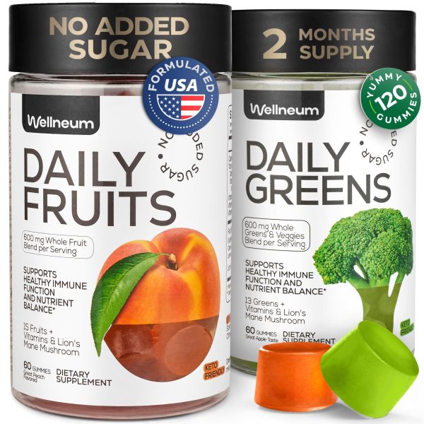 Super Fruit Super Greens Gummies for Adults   Daily Greens Vegetable Gummies for Immunity Health Energy Nutrient Balance   600 Mg Fruits Blend 60 Count 600 Mg Veggies Blend 60 Count   Sugar Free
