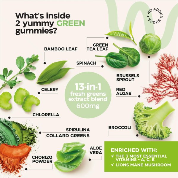 Super Fruit Super Greens Gummies for Adults   Daily Greens Vegetable Gummies for Immunity Health Energy Nutrient Balance   600 Mg Fruits Blend 60 Count 600 Mg Veggies Blend 60 Count   Sugar Free - Image 4