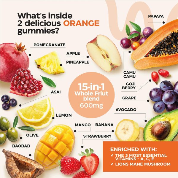 Super Fruit Super Greens Gummies for Adults   Daily Greens Vegetable Gummies for Immunity Health Energy Nutrient Balance   600 Mg Fruits Blend 60 Count 600 Mg Veggies Blend 60 Count   Sugar Free - Image 5