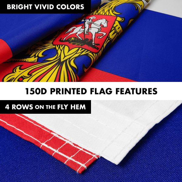 G128 Combo Pack: 6 Ft Tangle Free Aluminum Spinning Flagpole (White) & Russia Russian Ensign Flag 3x5 Ft, LiteWeave Pro Series Printed 150D Polyester | Pole with Flag Included - Image 5