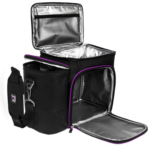 Large Meal Prep Lunch Box   Insulated Lunch Box For Women or Men   Perfect For Multiple Containers Meals   Keep Food Cool and Organized   A2S Black Purple
