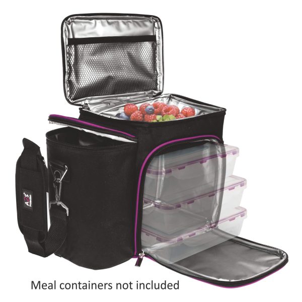 Large Meal Prep Lunch Box   Insulated Lunch Box For Women or Men   Perfect For Multiple Containers Meals   Keep Food Cool and Organized   A2S Black Purple - Image 3