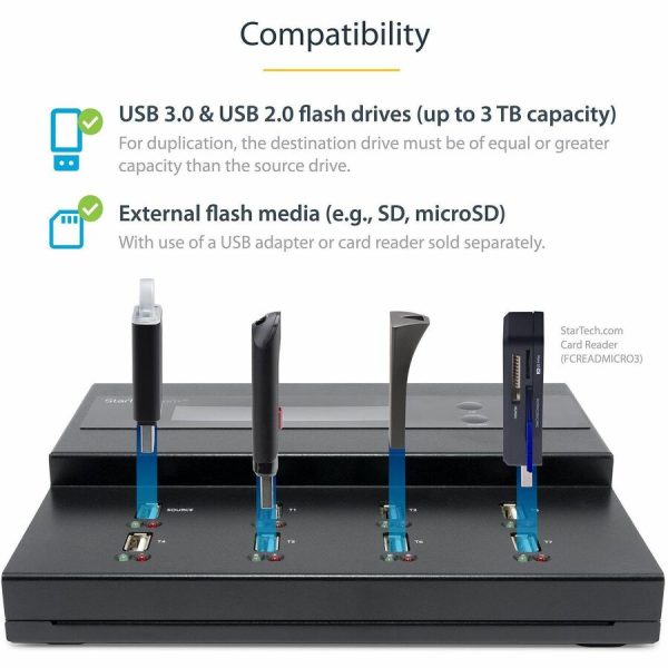 StarTech.com Standalone 1 to 7 USB Thumb Drive Duplicator/Eraser, Multiple USB Flash Drive Copier/Cloner, Sector-by-Sector Copy, Sanitizer - Image 3