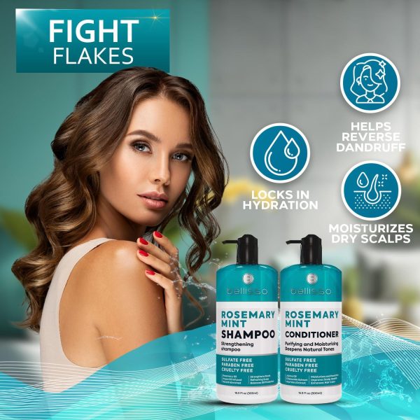 Rosemary Oil and Mint Shampoo and Conditioner Set   Sulfate Free with Peppermint   Moisturizing Products for Women and Men   Helps Flaky Dry Scalp and Dandruff   Salon Thickening for Thinning Hair - Image 5