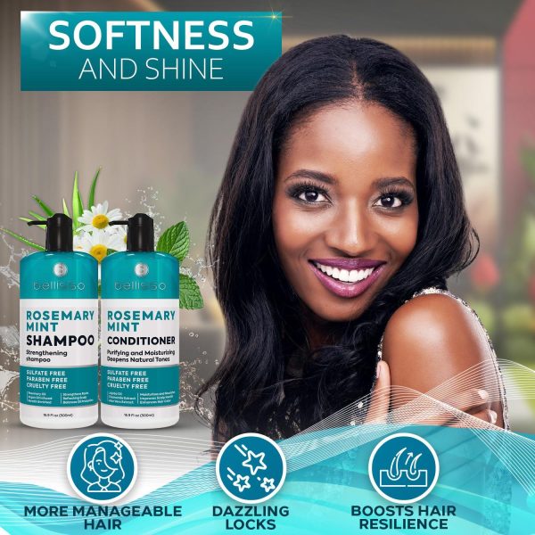 Rosemary Oil and Mint Shampoo and Conditioner Set   Sulfate Free with Peppermint   Moisturizing Products for Women and Men   Helps Flaky Dry Scalp and Dandruff   Salon Thickening for Thinning Hair - Image 7