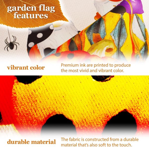 G128 Combo Pack: Garden Flag Stand Black 36 in x 16 in & Garden Flag Happy Halloween Decoration Two Witchy Gnomes 12"x18" Double-Sided Blockout Fabric - Image 3