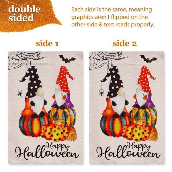 G128 Combo Pack: Garden Flag Stand Black 36 in x 16 in & Garden Flag Happy Halloween Decoration Two Witchy Gnomes 12"x18" Double-Sided Blockout Fabric - Image 5