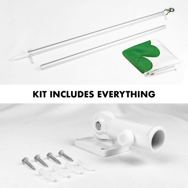 G128 Combo Pack: 5 Ft Tangle Free Aluminum Spinning Flagpole (Silver) & Ireland Irish Shamrock Flag 2x3 Ft, ToughWeave Series Embroidered 300D Polyester | Pole with Flag Included - Image 2