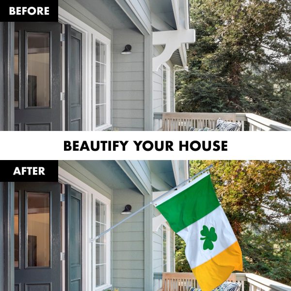 G128 Combo Pack: 5 Ft Tangle Free Aluminum Spinning Flagpole (Silver) & Ireland Irish Shamrock Flag 2x3 Ft, ToughWeave Series Embroidered 300D Polyester | Pole with Flag Included - Image 3