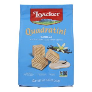 Loacker Quadratini Vanilla Wafer Cookies  - Case of 6 - 8.82 OZ