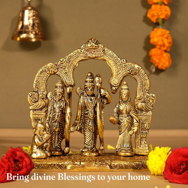 The Fine Living Co. Ram Darbar Includes Rama Sita Laxman Hanuman Murti Idol Statue Gold Plated Figurine for Home Temple Pooja Room Decor Living Room Altar Spiritual Decor - Image 2