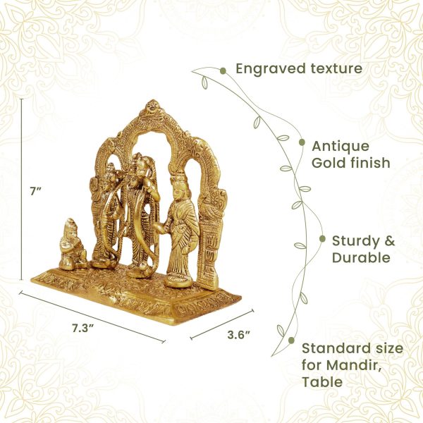 The Fine Living Co. Ram Darbar Includes Rama Sita Laxman Hanuman Murti Idol Statue Gold Plated Figurine for Home Temple Pooja Room Decor Living Room Altar Spiritual Decor - Image 3