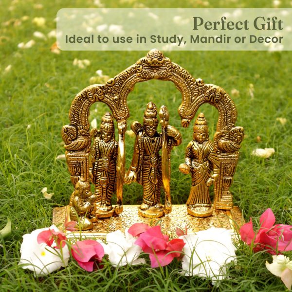 The Fine Living Co. Ram Darbar Includes Rama Sita Laxman Hanuman Murti Idol Statue Gold Plated Figurine for Home Temple Pooja Room Decor Living Room Altar Spiritual Decor - Image 4