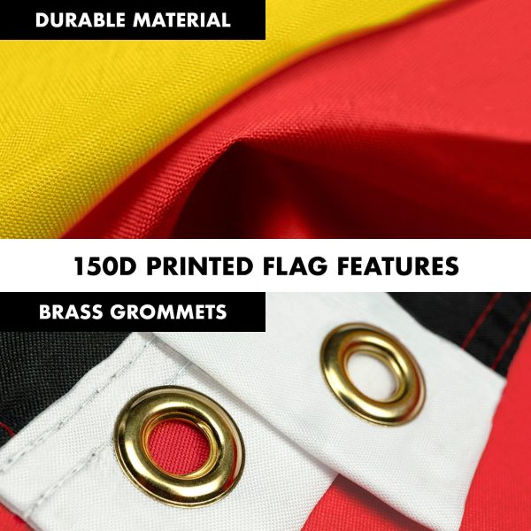 G128 Combo Pack: 6 Feet Tangle Free Spinning Flagpole (Silver) Belgium Belgian Flag 3x5 ft Printed 150D Brass Grommets (Flag Included) Aluminum Flag Pole - Image 4