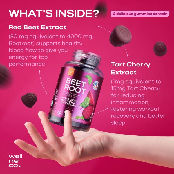 Beet Chews for High Blood Pressure   Beet Root Gummies with Tart Cherry Extract   Nitric Oxide Supplements   Support Cardio Health and Energy   Vegan No GMO Pectin Based   for Women and Men - Image 3