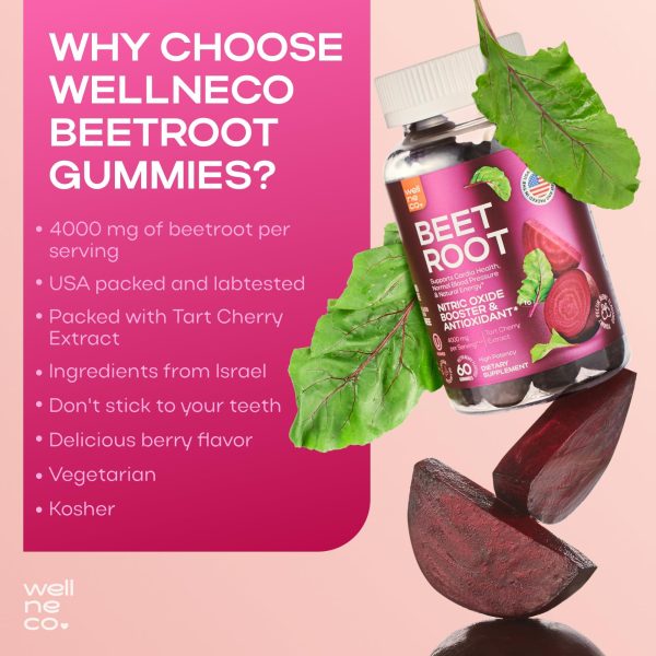 Beet Chews for High Blood Pressure   Beet Root Gummies with Tart Cherry Extract   Nitric Oxide Supplements   Support Cardio Health and Energy   Vegan No GMO Pectin Based   for Women and Men - Image 5