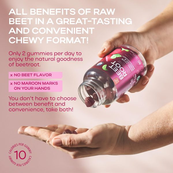 Beet Chews for High Blood Pressure   Beet Root Gummies with Tart Cherry Extract   Nitric Oxide Supplements   Support Cardio Health and Energy   Vegan No GMO Pectin Based   for Women and Men - Image 6