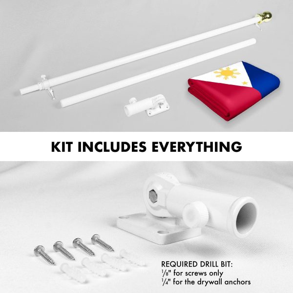 Flag Pole 6FT White Tangle Free & Philippines Philippine Flag 3x5 Ft Combo Printed 150D Polyester By G128 - Image 2