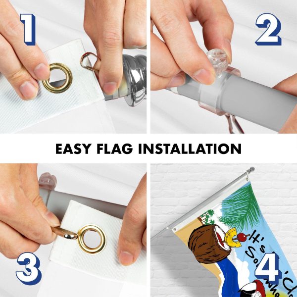 G128 Combo Pack: Flag Pole 6 FT Silver Tangle Free & It's 5 O'Clock Somewhere Flag 3x5 FT Printed 150D Polyester - Image 7