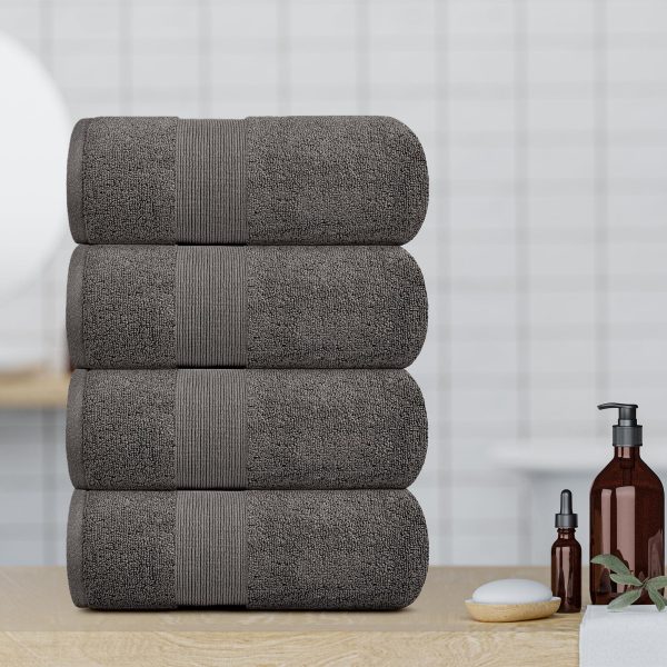 Resort Collection Soft Bath Towels | 28x55 Luxury Hotel Plush & Absorbent Cotton Bath Towel Large [4 Pack Charcoal] - Image 5