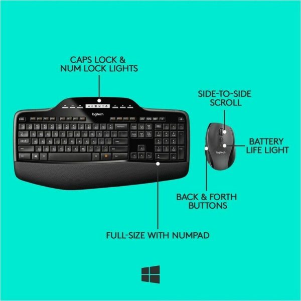 Logitech MK710 Wireless Keyboard and Mouse Combo for Windows, 2.4GHz Advanced Wireless, Wireless Mouse - Image 6