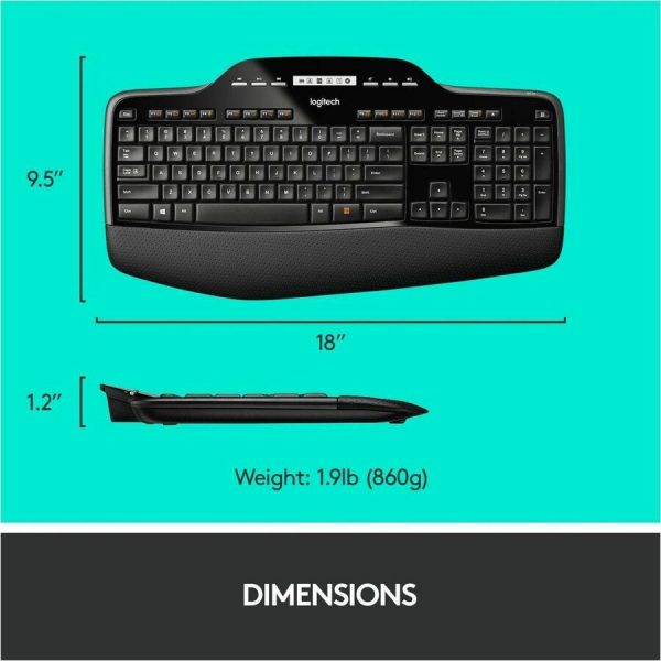 Logitech MK710 Wireless Keyboard and Mouse Combo for Windows, 2.4GHz Advanced Wireless, Wireless Mouse - Image 8