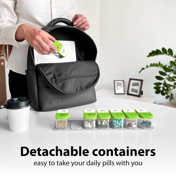 Extra Large Pill Organizer 2 Times A Day   Big Pill Box 7 Day Am Pm   XL Weekly Vitamin Holder Jumbo Medicine Container for Supplement XXL Daily Pill Case with Huge Oversized Compartments Green White - Image 3