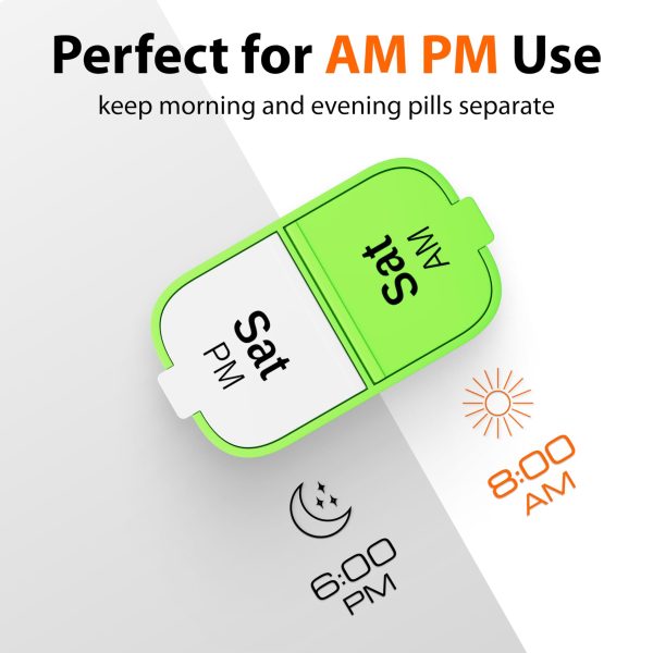 Extra Large Pill Organizer 2 Times A Day   Big Pill Box 7 Day Am Pm   XL Weekly Vitamin Holder Jumbo Medicine Container for Supplement XXL Daily Pill Case with Huge Oversized Compartments Green White - Image 4