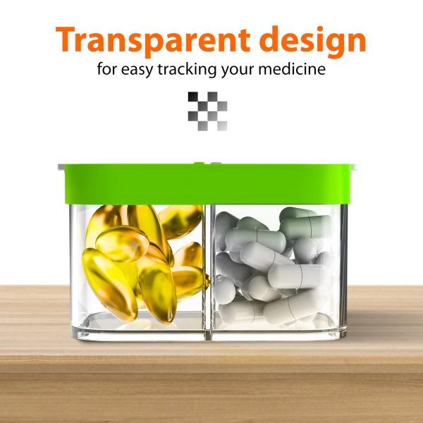 Extra Large Pill Organizer 2 Times A Day   Big Pill Box 7 Day Am Pm   XL Weekly Vitamin Holder Jumbo Medicine Container for Supplement XXL Daily Pill Case with Huge Oversized Compartments Green White - Image 6