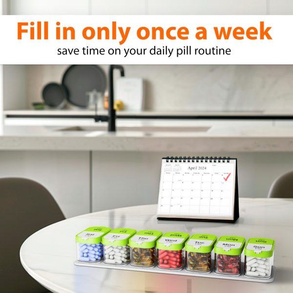 Extra Large Pill Organizer 2 Times A Day   Big Pill Box 7 Day Am Pm   XL Weekly Vitamin Holder Jumbo Medicine Container for Supplement XXL Daily Pill Case with Huge Oversized Compartments Green White - Image 7